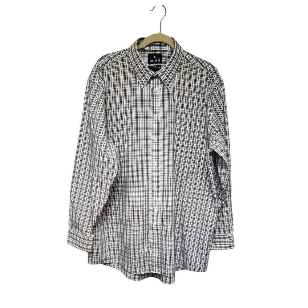 Stafford Executive Travel Men's Long Sleeve Button Down Shirt Size 17.5/34-35